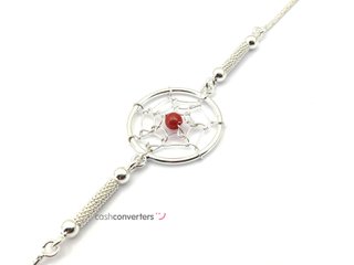 pulsera plata 925mm con piedra con coral