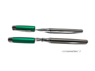 boligrafo alta gama belbol set pluma estilográfica + bolígrafo verde/plata