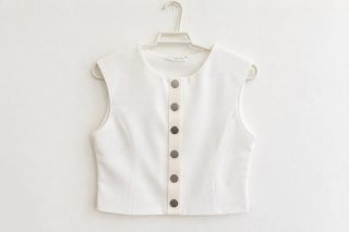 Top crop blanco botones