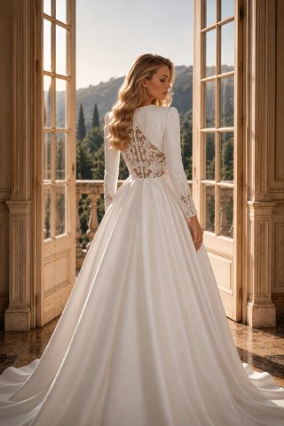 Vestido de Novia Blanco Manga Larga Nuevo