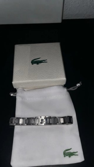 Pulsera Lacoste Plata y Negro
