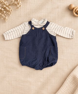 Conjunto bebé peto y camiseta rayas