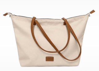Bolso ancho beige para estudios