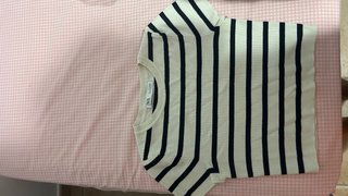 Camiseta Zara Rayas Beige y Negra
