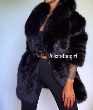 Abrigo efecto pelo cinturon zara L