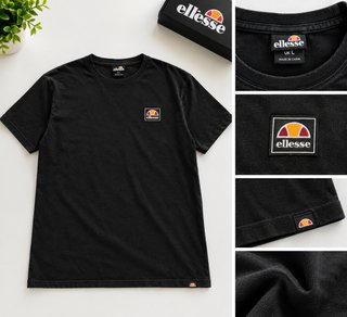 Camiseta Ellesse Negra Logo Cuadrado Talla L