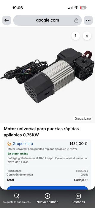 Motor Puerta Rápida Apilable 0,75KW