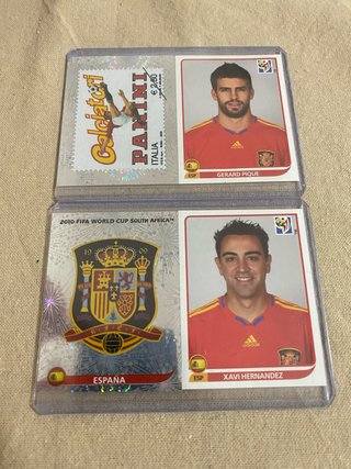 Mundial 2010 Piqué, Xavi, escudo y 000 panini