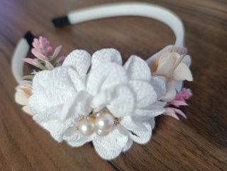 Tocado pelo novias/comunión oro y blanco