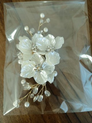 Tocado pelo novias/comunión oro y blanco