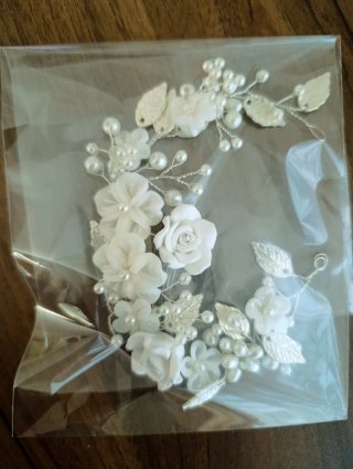 Tocado pelo novias/comunión oro y blanco