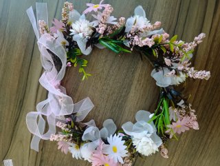Tocado pelo novias/comunión oro y blanco