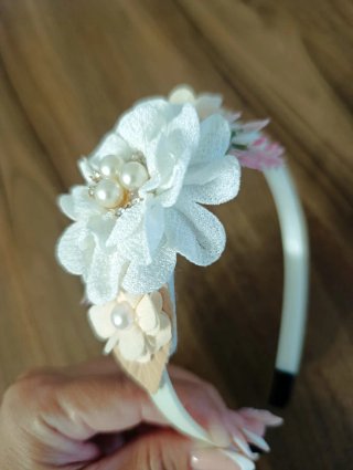 Tocado pelo novias/comunión oro y blanco