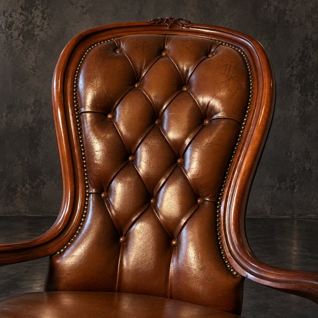 Sillón Valenti Piel Capitoné Madera