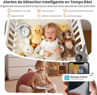 IEGEEK Baby 1T vigilabebé 2K PTZ 360 WiFi Interior