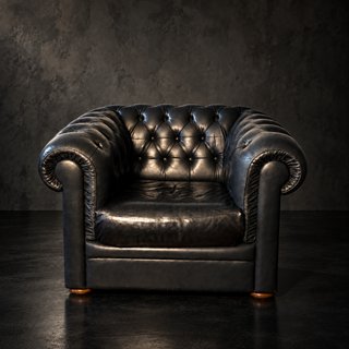Sillón Chester Piel Azul Marino