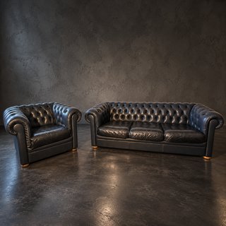Sillón Chester Piel Azul Marino