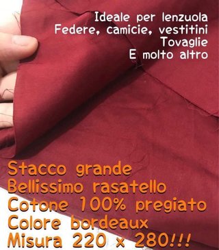 Tessuto rasatello cotone 100% bordeaux