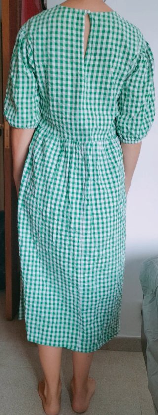 Vestido Monki Vichy Verde Seersucker Talla S Otoño