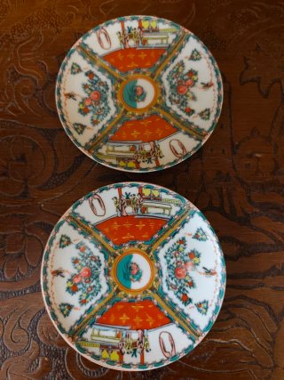 Lote 9 Platos Porcelana Decorativos Oriental