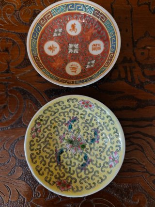 Lote 9 Platos Porcelana Decorativos Oriental