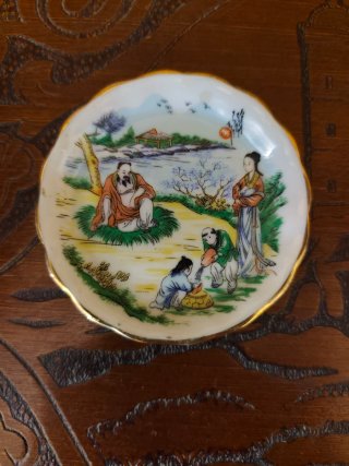 Lote 9 Platos Porcelana Decorativos Oriental