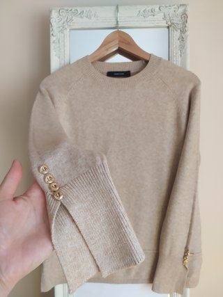 Ferrache Camisola Creme Malha Botões Dourados L