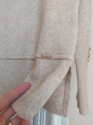 Ferrache Camisola Creme Malha Botões Dourados L