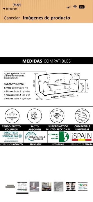 Funda sofá 3 plazas gris tela