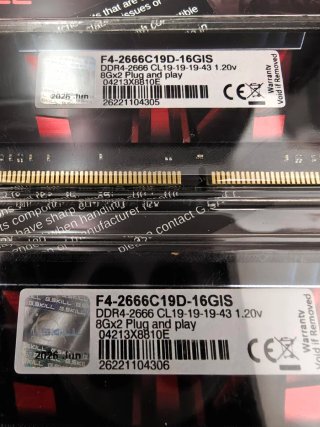 2x G.Skill Aegis DDR4 2666MHz 16GB (8GBx2)