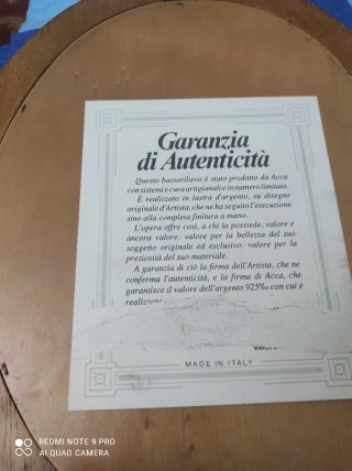 Quadro ovale argento 925 con cornice in legno