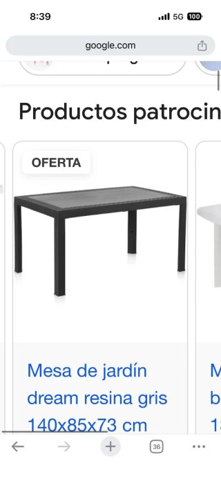Mesa de jardín gris resina