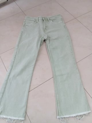 Jeans Zara zampa verde salvia Tg 38/42 Italiana