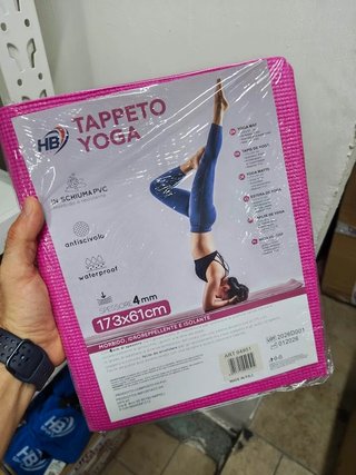 Tappeto Yoga HB Sport 173x61cm Rosa Spessore 4mm