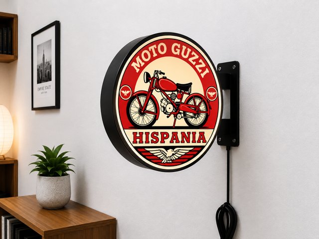 Cartel Luminoso Moto Guzzi Hispania Clásica