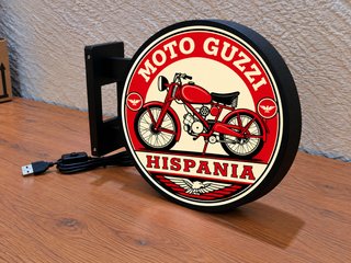Cartel Luminoso Moto Guzzi Hispania Clásica