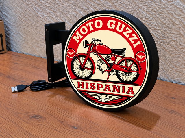 Cartel Luminoso Moto Guzzi Hispania Clásica