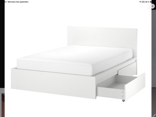 Cama IKEA MALM 140x200 Blanca + Cajones