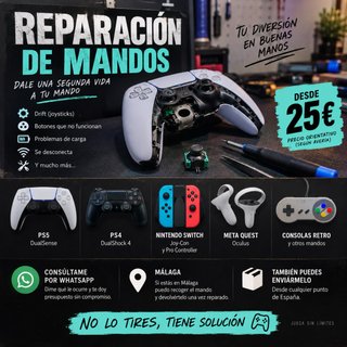 REPARACIÓN DE MANDOS – PS5, PS4, SWITCH, RETRO