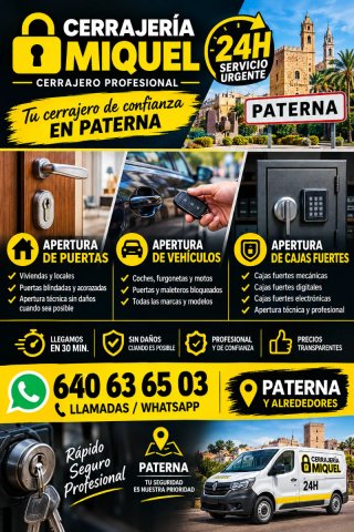 Cerrajero en Paterna 24H | Puertas, Coches y Cajas