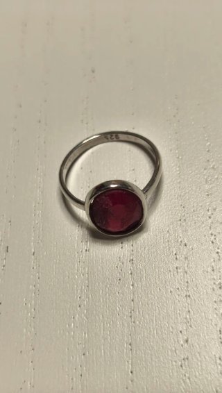 Anillo Plata 925 con Piedra Roja