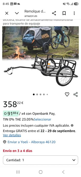 Remolque Bicicleta extra largo