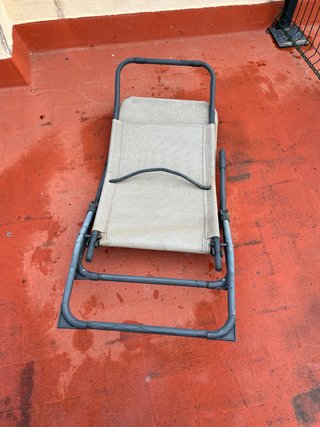 Tumbona plegable exterior beige y gris
