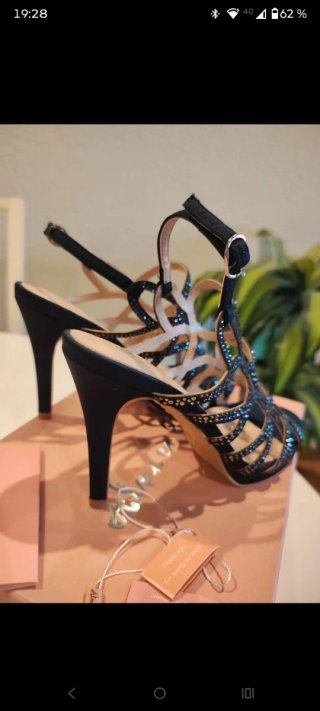 Sandalias Alma en Pena Tacón Joyas azul marino