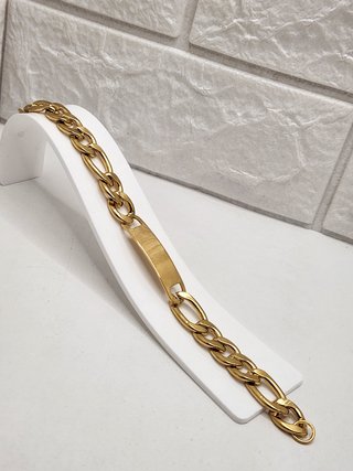 Esclava Figaro Acero Inox Chapado Oro