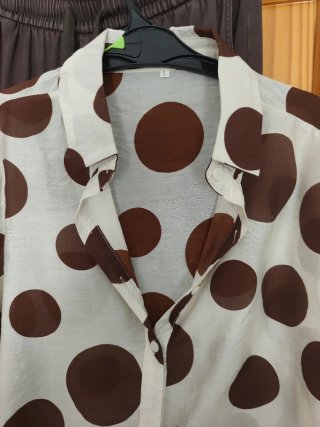 Conjunto Camisa Lunares y Pantalón Marrón Talla L