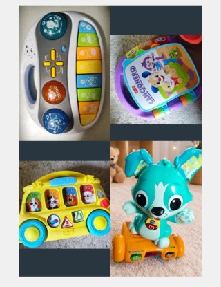 Lote Juguetes: Piano, Perrito, Autobús y libro