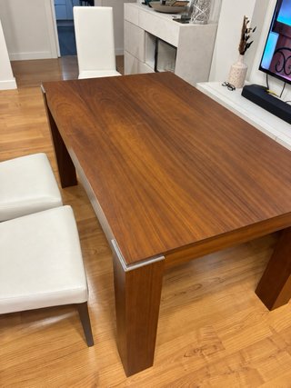 Mesa comedor extensible 6–12 personas + 4 sillas