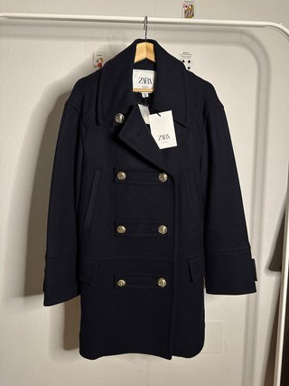 Abrigo Premium Zara Studio Mujer Marino Talla XS