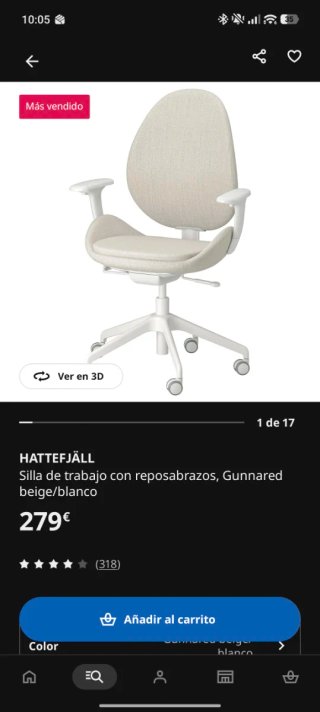 Silla escritorio IKEA Hattefjäll sin reposabrazos